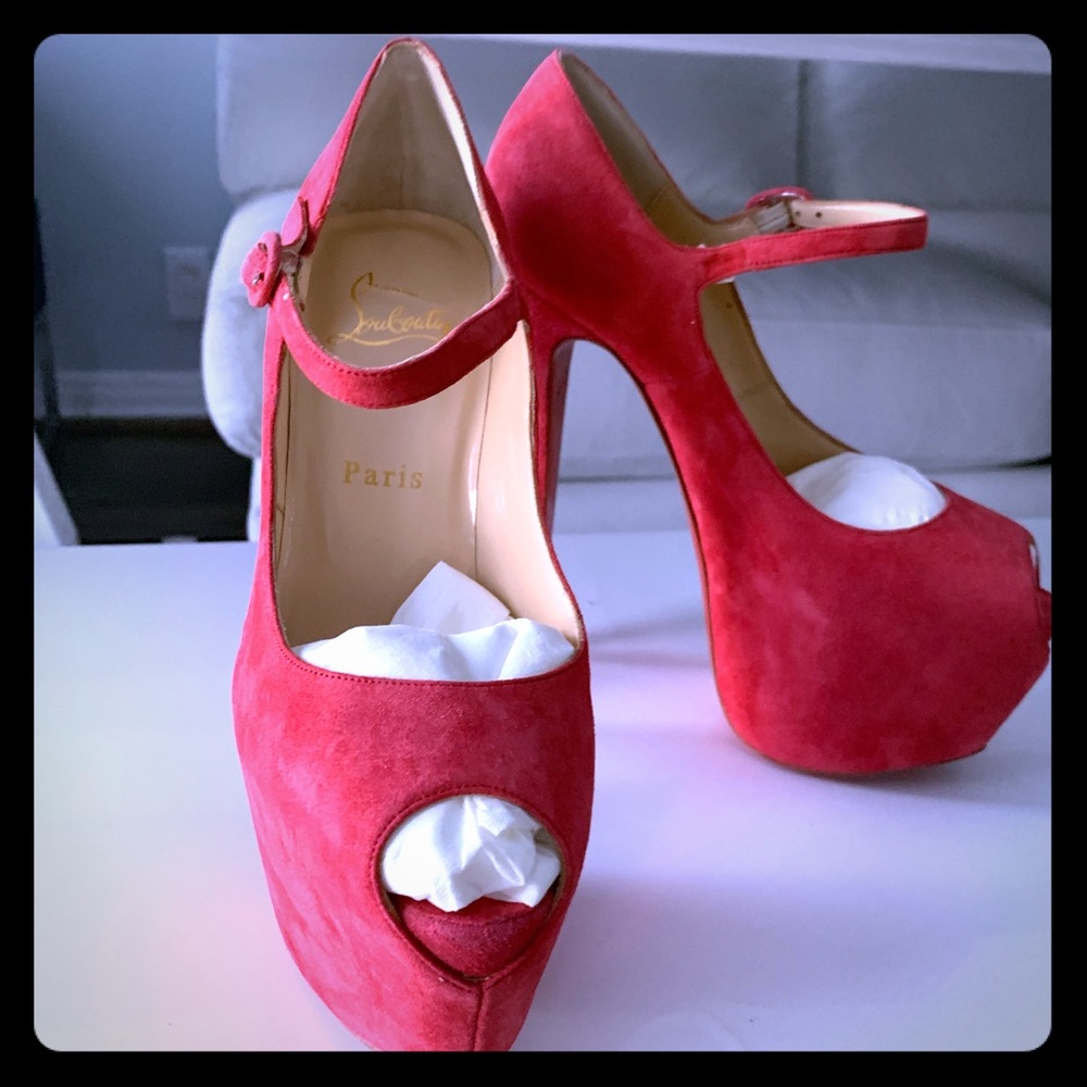 Christian Louboutin Suede Mary Jane Platform Pumps